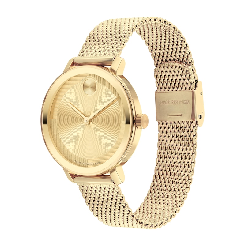 Main Image 2 of Ladies' Movado Bold® Evolution Gold-Tone IP Mesh Watch with Textured Tonal Gold-Tone Dial (Model: 3601086)