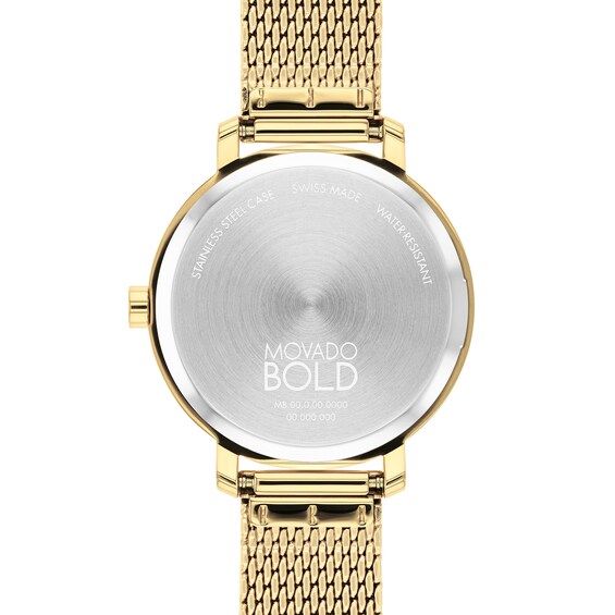 Ladies' Movado BoldÂ® Evolution Gold-Tone IP Mesh Watch with Textured Tonal Gold-Tone Dial (Model: 3601086)