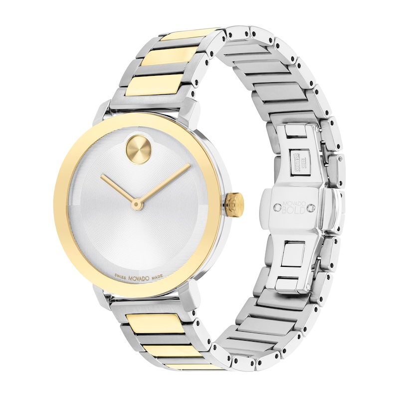 Main Image 2 of Ladies' Movado Bold® Evolution Two-Tone IP Watch with Textured Tonal Silver-Tone Dial (Model: 3601105)