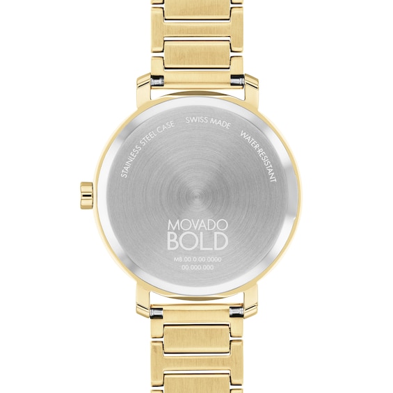 Ladies' Movado BoldÂ® Evolution Crystal Accent Gold-Tone IP Watch with Textured Tonal Gold-Tone Dial (Model: 3601106)