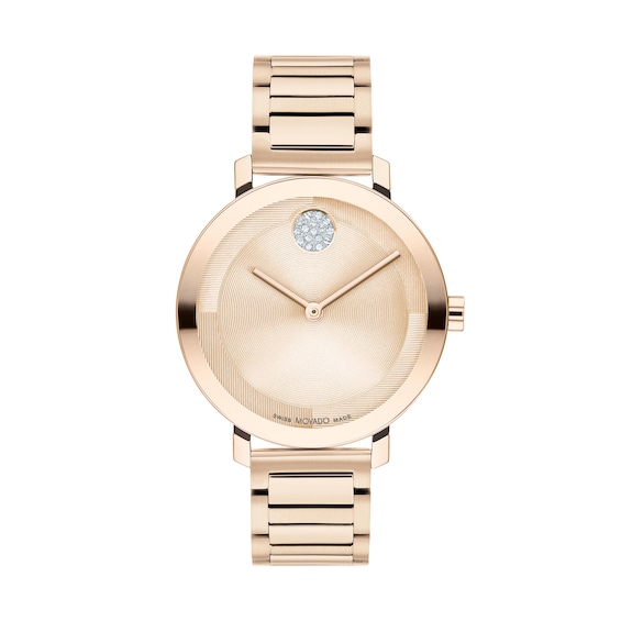 Ladies' Movado BoldÂ® Evolution Crystal Accent Rose-Tone IP Watch with Textured Tonal Rose-Tone Dial (Model: 3601107)