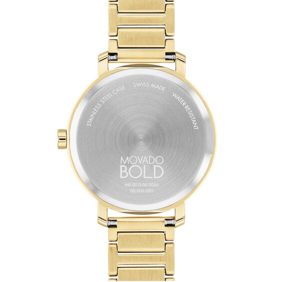 Ladies' Movado BoldÂ® Evolution Gold-Tone IP Watch with Crystal Accent Dial (Model: 3601152)
