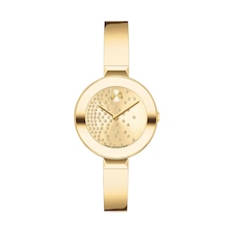 Ladies' Movado Bold® Evolution Gold-Tone IP Bangle Watch with Crystal Accent Dial (Model: 3601161)