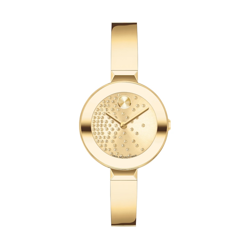 Main Image 1 of Ladies' Movado Bold® Evolution Gold-Tone IP Bangle Watch with Crystal Accent Dial (Model: 3601161)