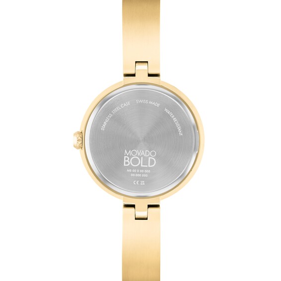 Ladies' Movado Bold® Evolution Gold-Tone IP Bangle Watch with Crystal Accent Dial (Model: 3601161)