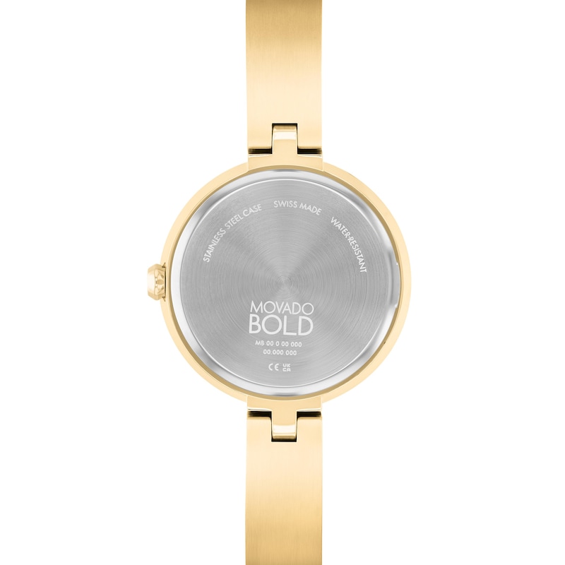Main Image 3 of Ladies' Movado Bold® Evolution Gold-Tone IP Bangle Watch with Crystal Accent Dial (Model: 3601161)