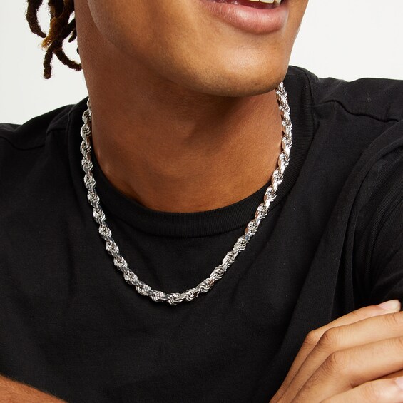 7.2mm Rope Chain Necklace in Solid Sterling Silver - 20"