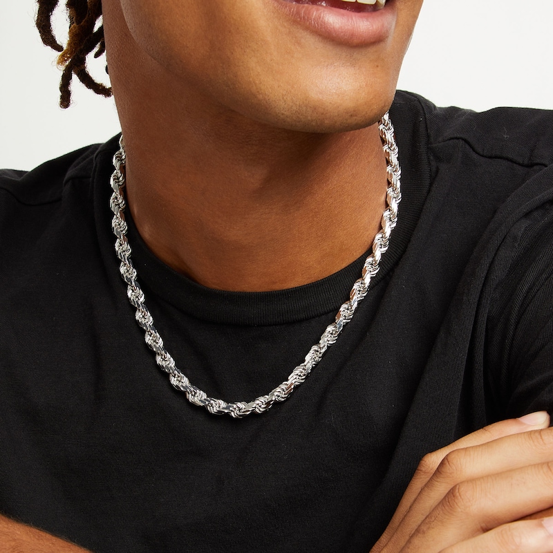 Main Image 2 of 7.2mm Rope Chain Necklace in Solid Sterling Silver  - 20"