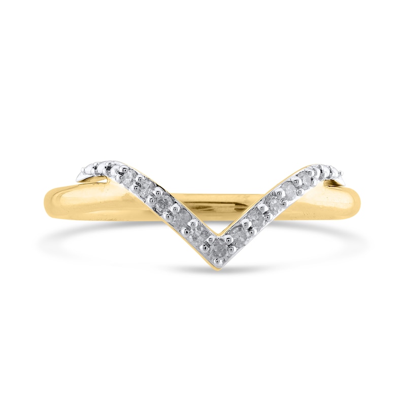 1/10 CT. T.W. Diamond Overlay "V" Ring in 10K Gold