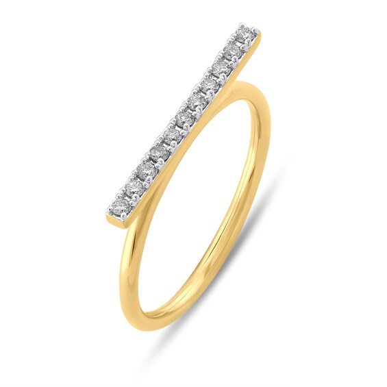 1/6 CT. T.w. Diamond Bar Ring in 10K Gold