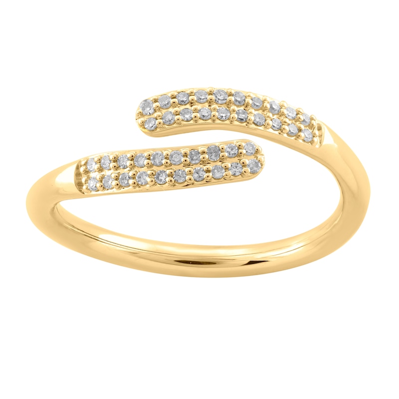Main Image 1 of 1/6 CT. T.W. Diamond Wavy Bypass Open Shank Ring in 10K Gold