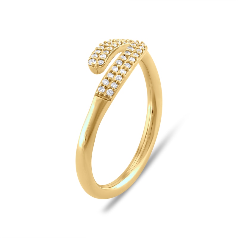 Main Image 2 of 1/6 CT. T.W. Diamond Wavy Bypass Open Shank Ring in 10K Gold