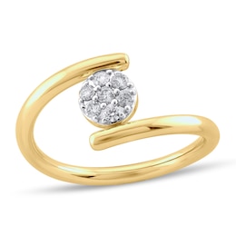 1/6 CT. T.W. Multi-Diamond Bypass Open Shank Ring in 10K Gold