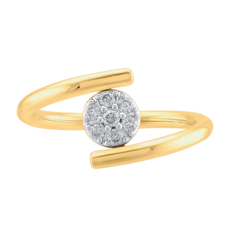 Main Image 2 of 1/6 CT. T.W. Multi-Diamond Bypass Open Shank Ring in 10K Gold