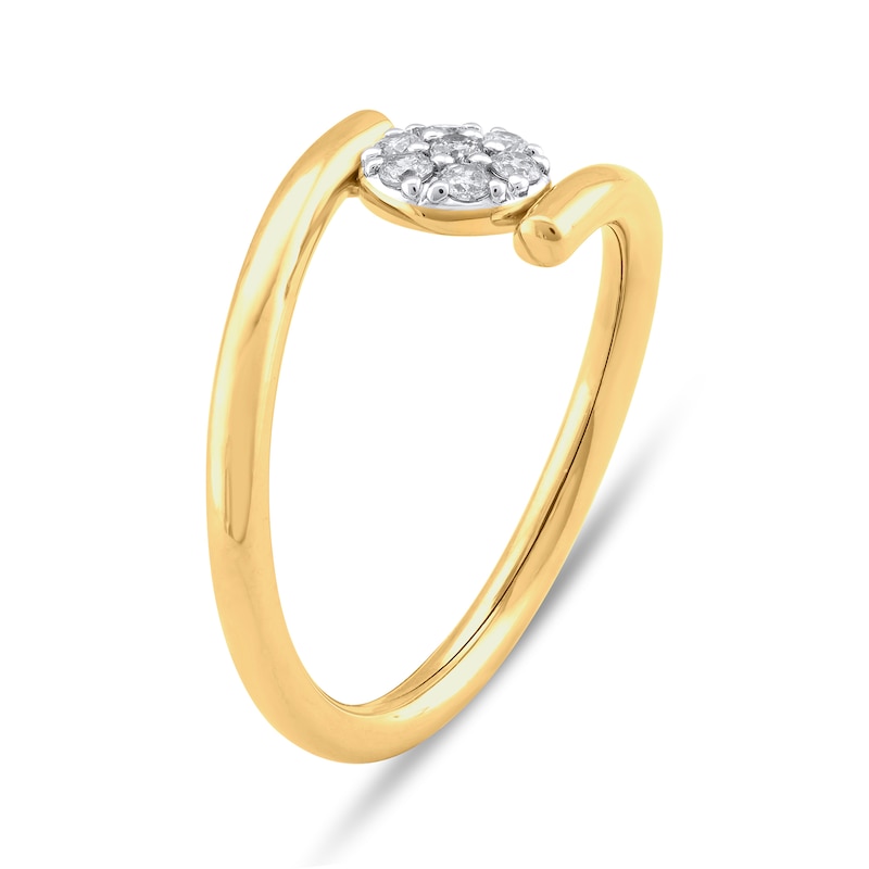 Main Image 3 of 1/6 CT. T.W. Multi-Diamond Bypass Open Shank Ring in 10K Gold