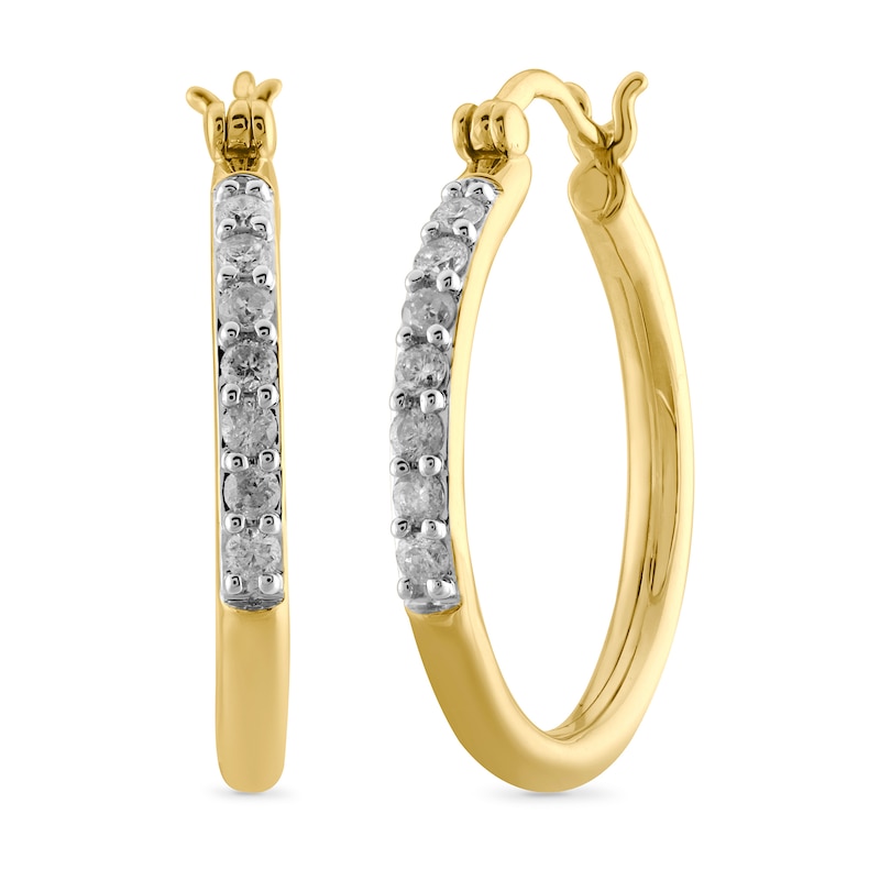 Main Image 1 of 1/4 CT. T.W. Diamond 2.0mm Hoop Earrings in 10K Gold