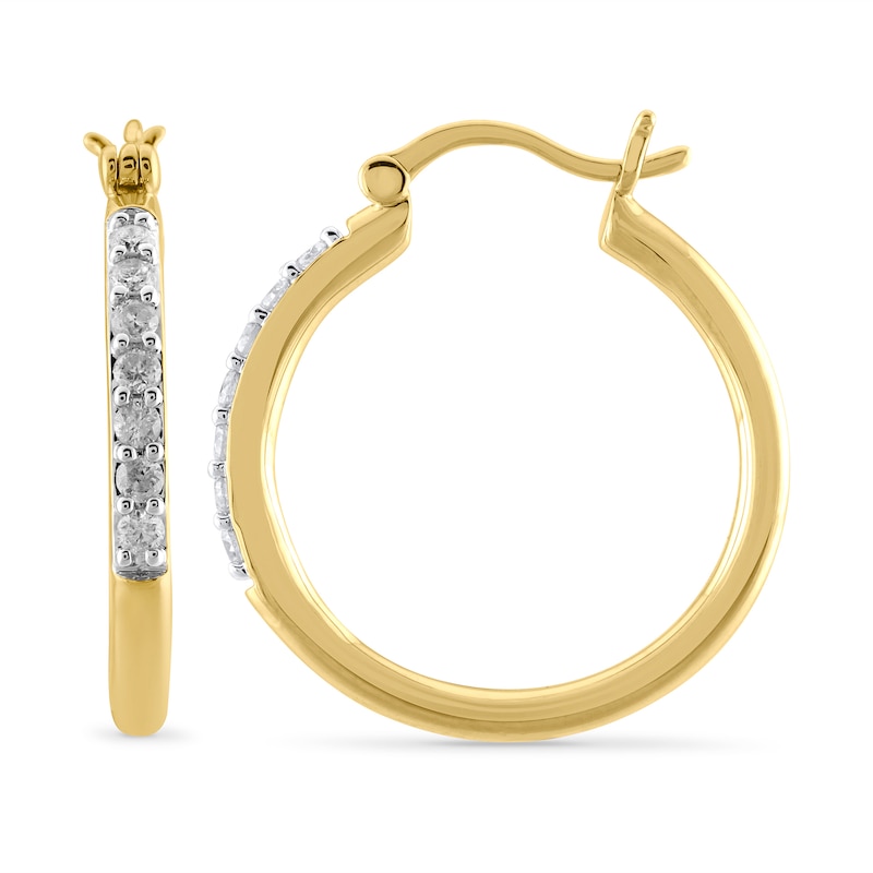 Main Image 2 of 1/4 CT. T.W. Diamond 2.0mm Hoop Earrings in 10K Gold