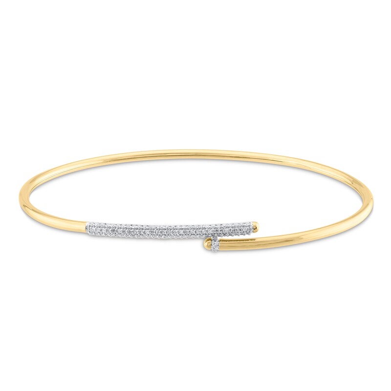 Main Image 1 of 1/4 CT. T.W. Diamond Bypass Wrap Bangle in 10K Gold