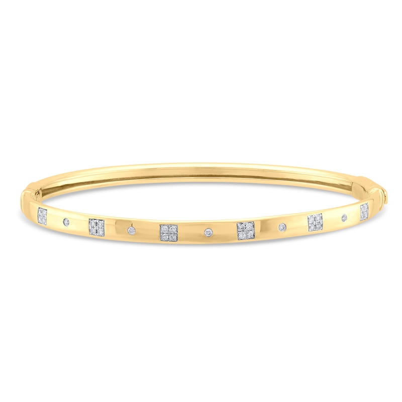 Main Image 1 of 1/4 CT. T.W. Quad Diamond Station Bangle in 10K Gold