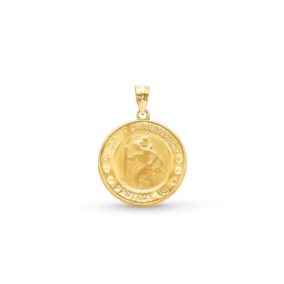 25.6mm Saint Christopher Medallion Charm in Solid 14K Gold