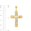 Thumbnail Image 2 of Fleur-de-Lis Beaded Crucifix Cross Charm in 14K Two-Tone Gold