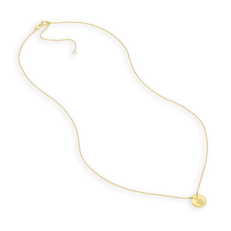 Main Image 2 of Etched Pineapple Disc Necklace in 14K Gold
