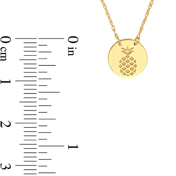Etched Pineapple Disc Necklace in 14K Gold