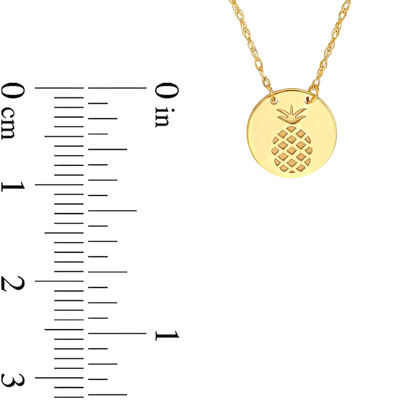 Main Image 4 of Etched Pineapple Disc Necklace in 14K Gold