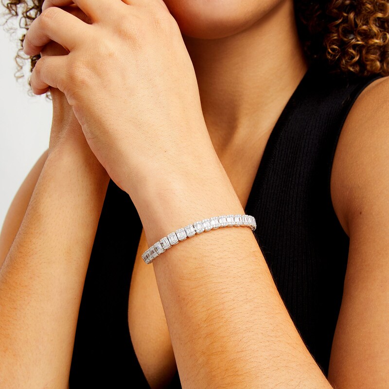 Main Image 2 of 5 CT. T.W. Baguette-Cut Lab-Grown Diamond Line Bracelet in 10K White Gold (I/I1)
