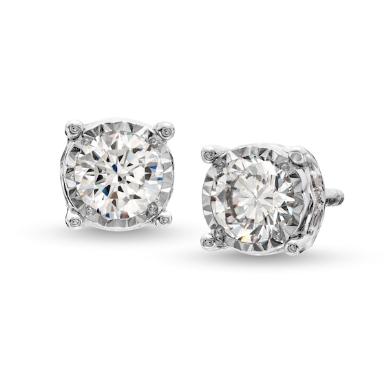 1 CT. T.w. Diamond Gallery Frame Stud Earrings in 14K White Gold (J/I3)