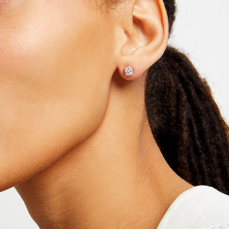 Main Image 2 of 1 CT. T.W. Diamond Gallery Frame Stud Earrings in 14K White Gold (J/I3)