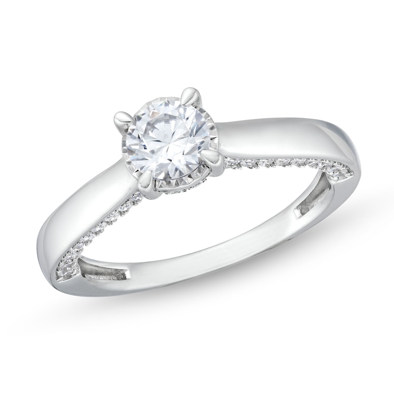 Main Image 1 of 1 CT. T.W. Diamond Edge Engagement Ring in 10K White Gold (I/I3)