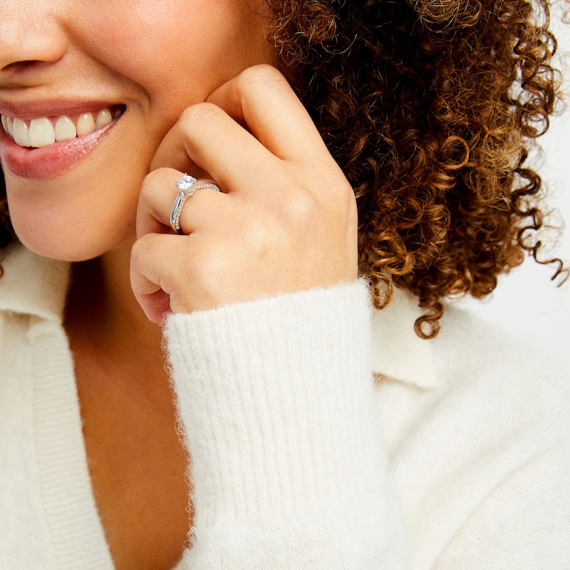 Main Image 2 of 1 CT. T.W. Diamond Edge Engagement Ring in 10K White Gold (I/I3)