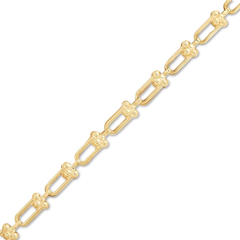 Main Image 1 of Stirrup Link Bracelet in Hollow 10K Gold - 7.5&quot;