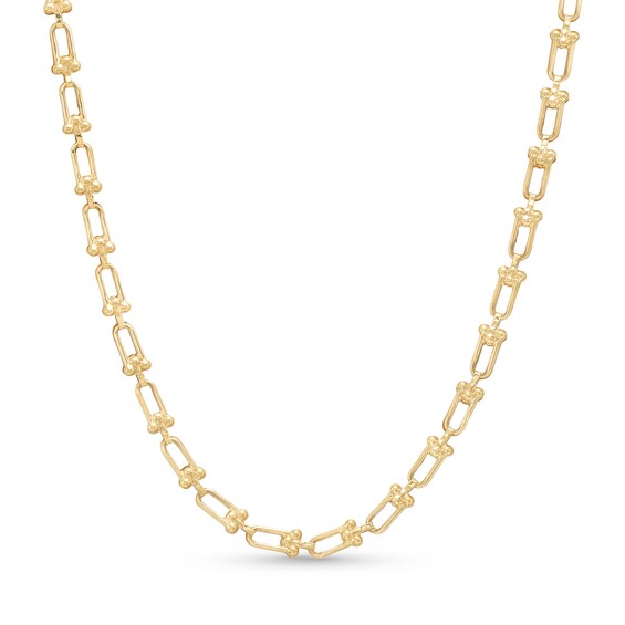 Stirrup Link Necklace in Hollow 10K Gold - 18"
