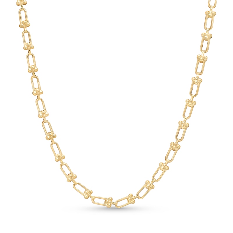 Stirrup Link Necklace in Hollow 10K Gold - 18"