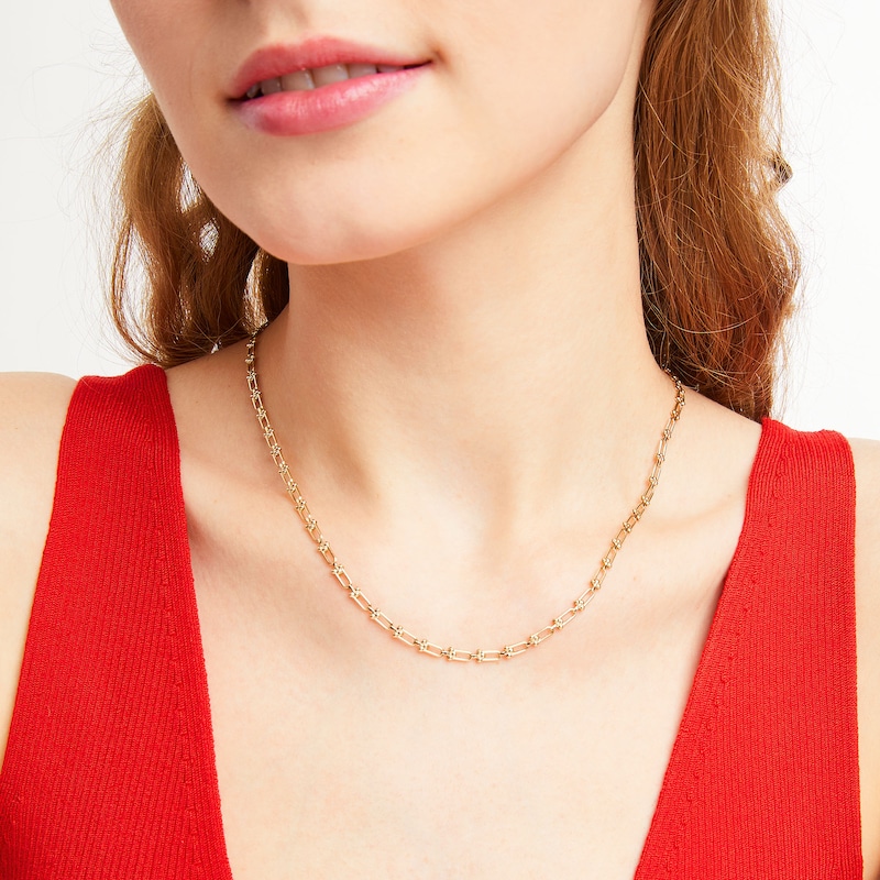 Stirrup Link Necklace in Hollow 10K Gold - 18"