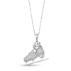 Thumbnail Image 1 of Freshwater Cultured Pearl and White Lab-Created Sapphire Ice Skate Pendant in Sterling Silver
