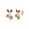 Thumbnail Image 1 of Lab-Created Ruby and Diamond Accent Cherries Stud Earrings in Sterling Silver with 14K Gold Plate
