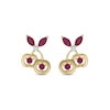 Thumbnail Image 2 of Lab-Created Ruby and Diamond Accent Cherries Stud Earrings in Sterling Silver with 14K Gold Plate