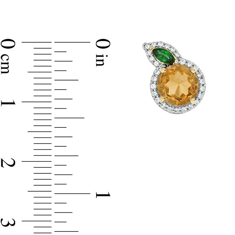 Main Image 3 of Lab-Created Citrine, Lab-Created Emerald and 1/5 CT. T.W. Diamond Orange Studs in Sterling Silver with 14K Gold Plate