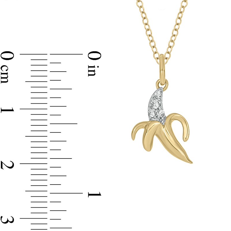 Main Image 2 of White Lab-Created Sapphire Peeled Banana Pendant in Sterling Silver with 14K Gold Plate