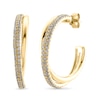Thumbnail Image 1 of 1/2 CT. T.W. Diamond Criss-Cross Half Hoop Earrings in 10K Gold