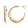 Thumbnail Image 2 of 1/2 CT. T.W. Diamond Criss-Cross Half Hoop Earrings in 10K Gold