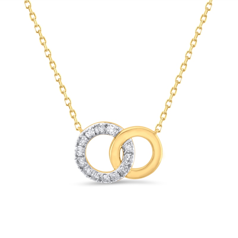 Main Image 1 of 1/10 CT. T.W. Diamond Interlocking Circles Necklace in 10K Gold