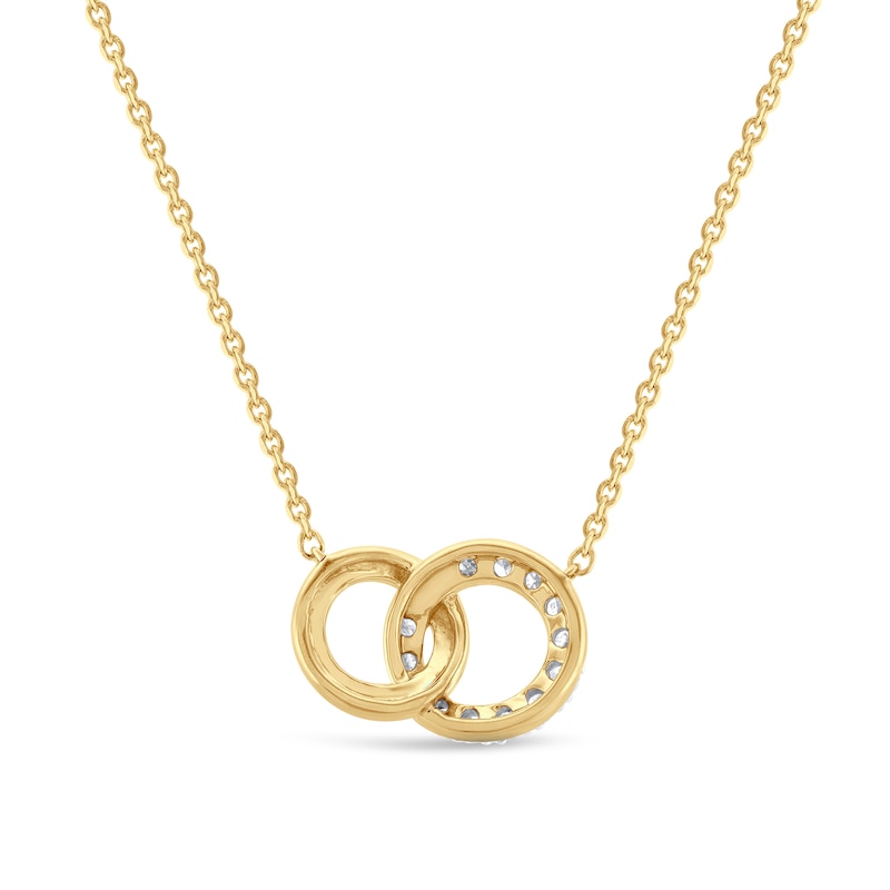 Main Image 3 of 1/10 CT. T.W. Diamond Interlocking Circles Necklace in 10K Gold