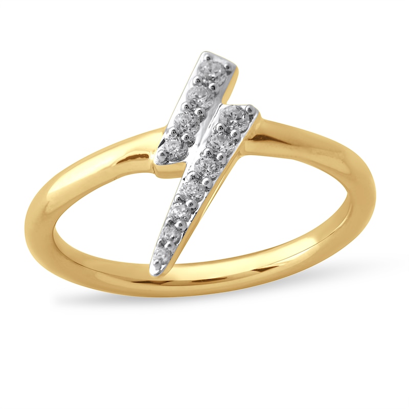 Main Image 1 of 1/6 CT. T.W. Diamond Lightning Bolt Ring in 10K Gold