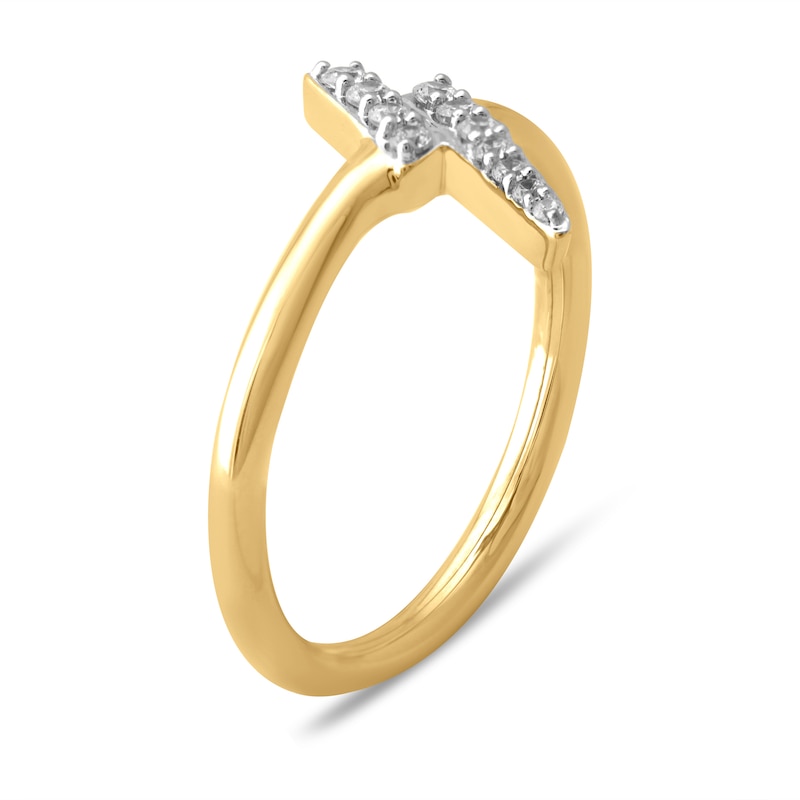 Main Image 2 of 1/6 CT. T.W. Diamond Lightning Bolt Ring in 10K Gold