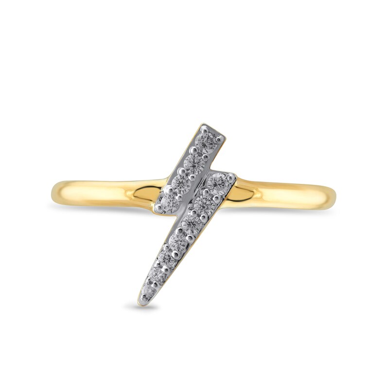 Main Image 3 of 1/6 CT. T.W. Diamond Lightning Bolt Ring in 10K Gold