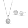 Thumbnail Image 1 of 1/5 CT. T.W. Diamond Miracle Frame Pendant and Stud Earrings Set in Sterling Silver